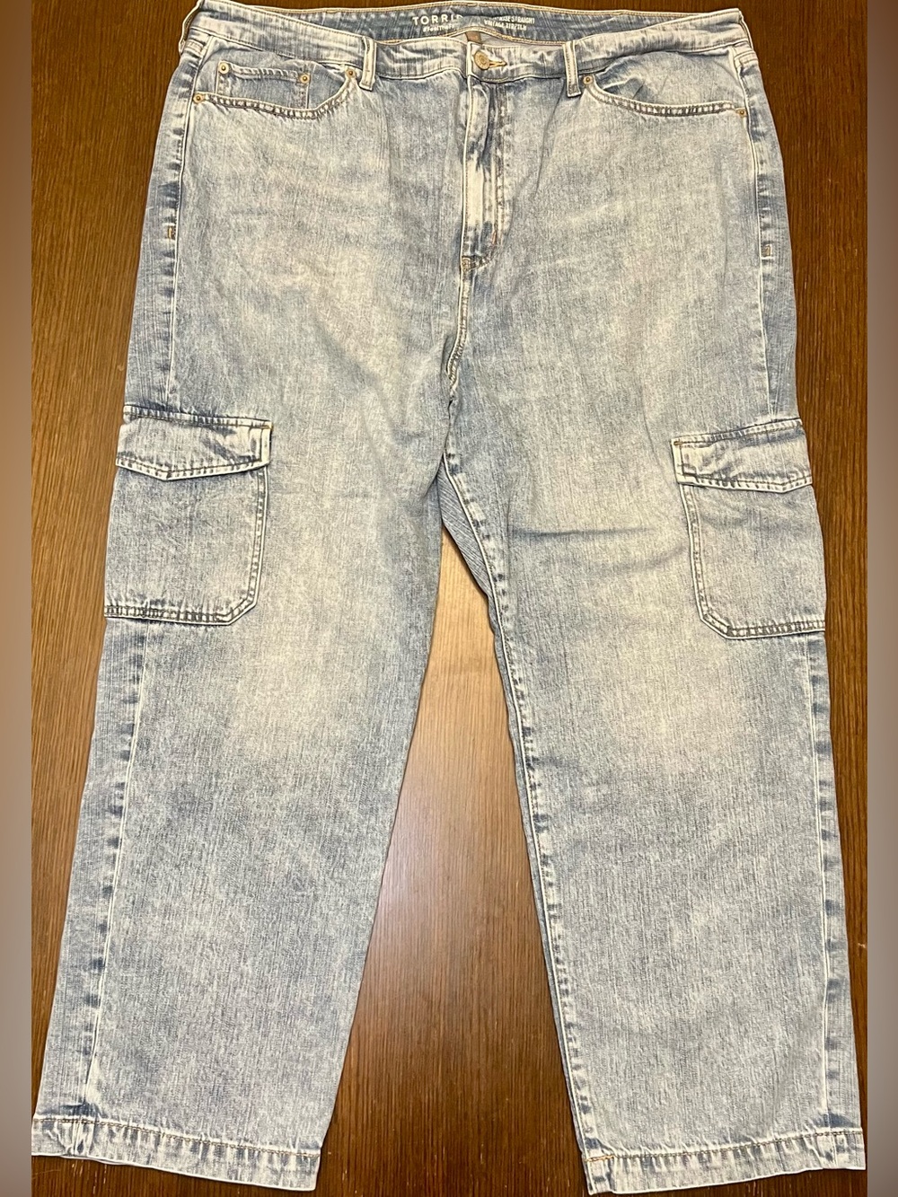 Torrid High-Rise Straight Cargo Jean Size 24S Lighter Blue Wash Plus Size